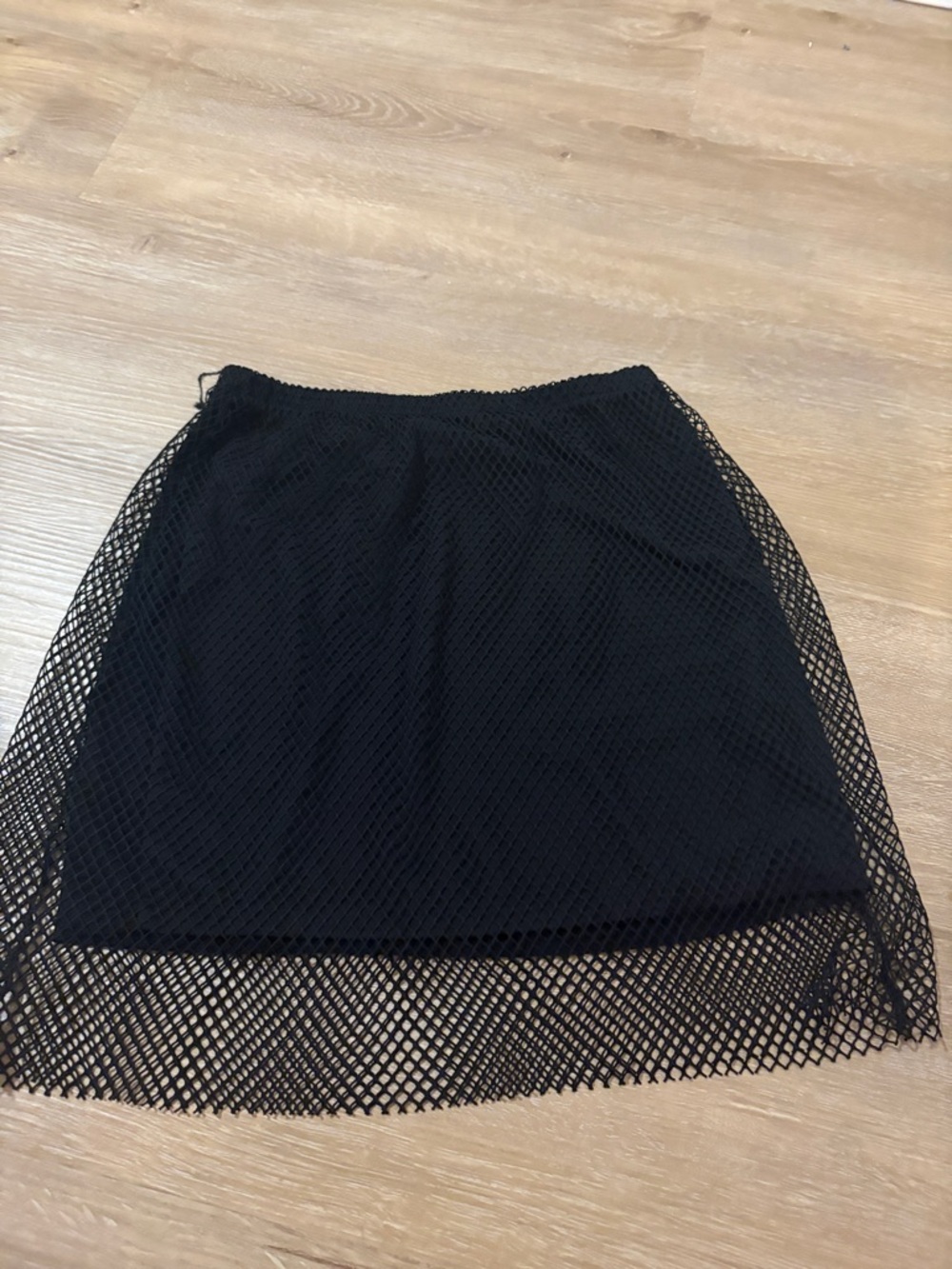 Women’s Black Mesh Overlay Skirt